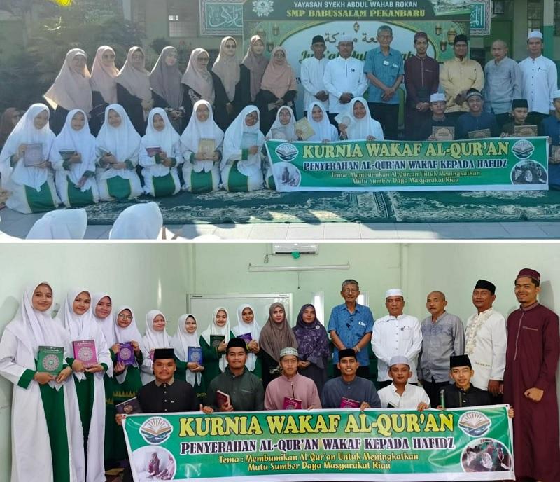 Jumat Mubarokah, Santri SMP Babussalam Terima Wakaf Al-Qur'an dari Kurnia Wakaf Al-Qurán Pekanbaru