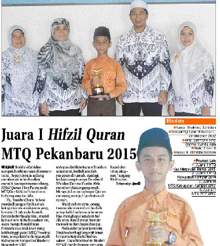 Murid SD Babussalam Juara I Hifzil Quran MTQ Ke-48 Pekanbaru 2015