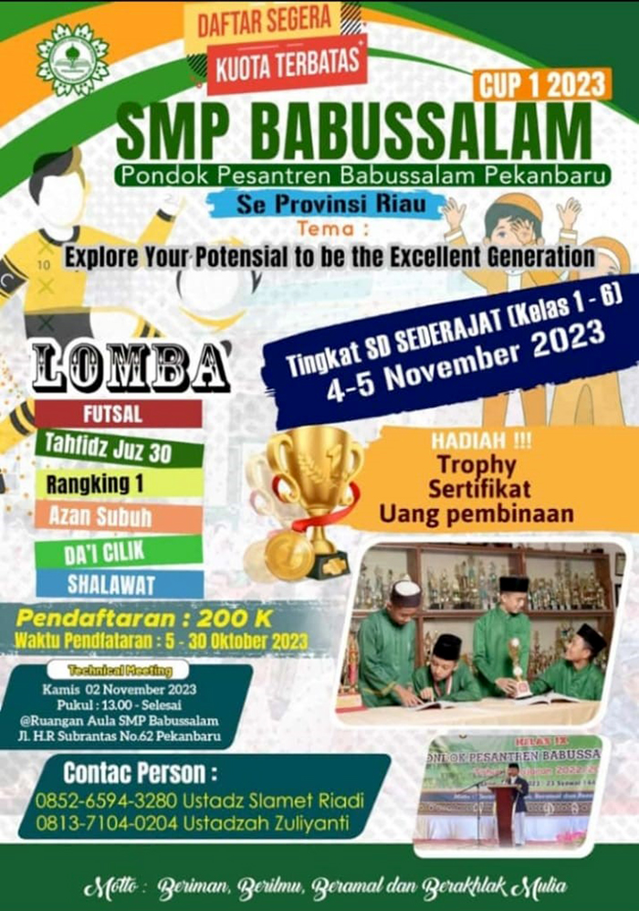 Ayo Ikuti SMP Babussalam Cup 1 2023 Se-Provinsi Riau