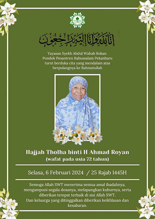 Telah Pulang ke Rahmatullah Hajjah Thalha Binti H. Ahmad Royan